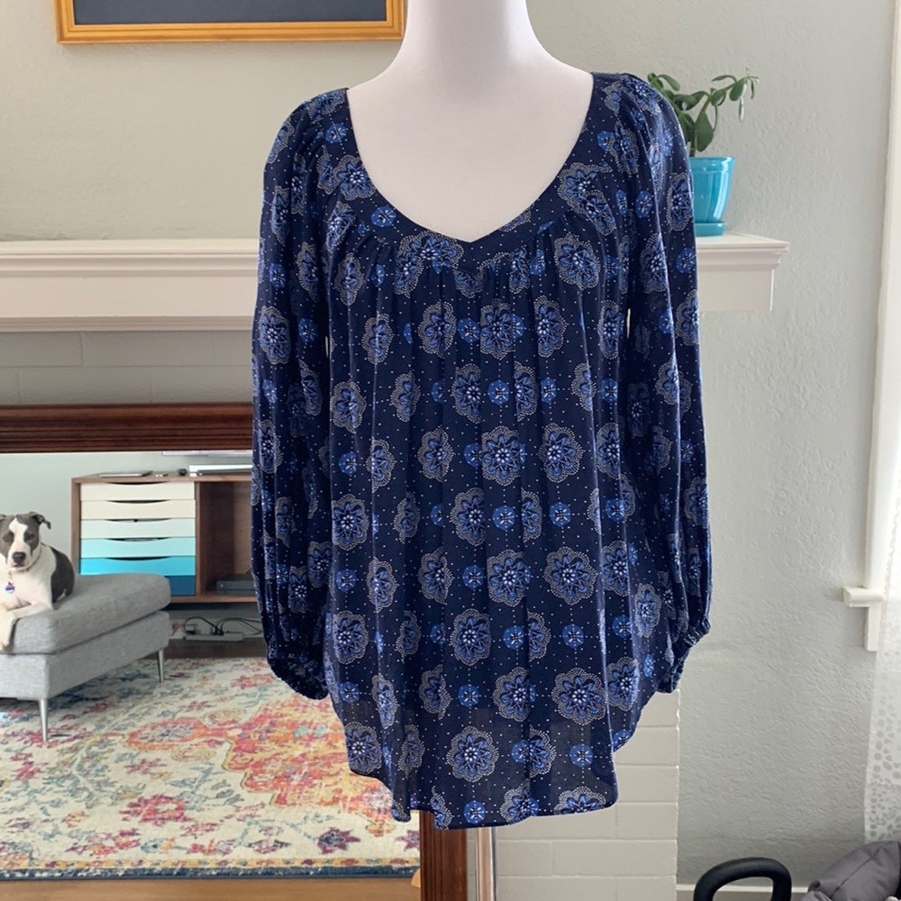 Anthropologie Maeve size 4 blue print blouse